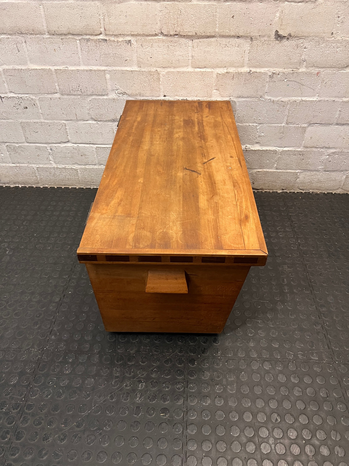 Classic Tapered Yellow Wood Kist — Good Working Order – top view