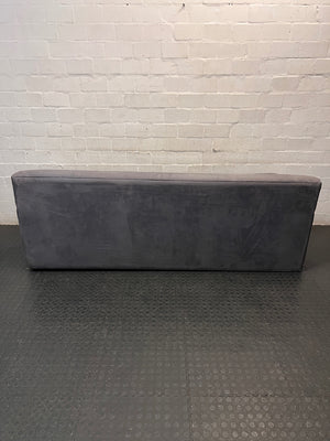 3 Seater Grey Fabric Couch with Wide Block Arms — Fair Overall Condition – back view