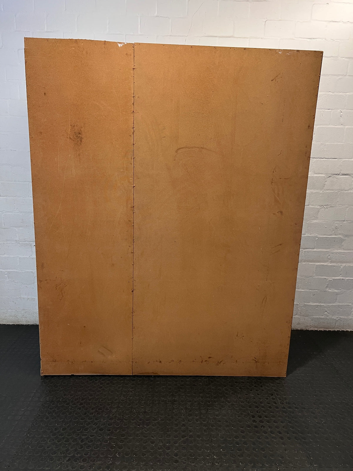 White Three-Door Paneled Wardrobe — Good Working Order – back view