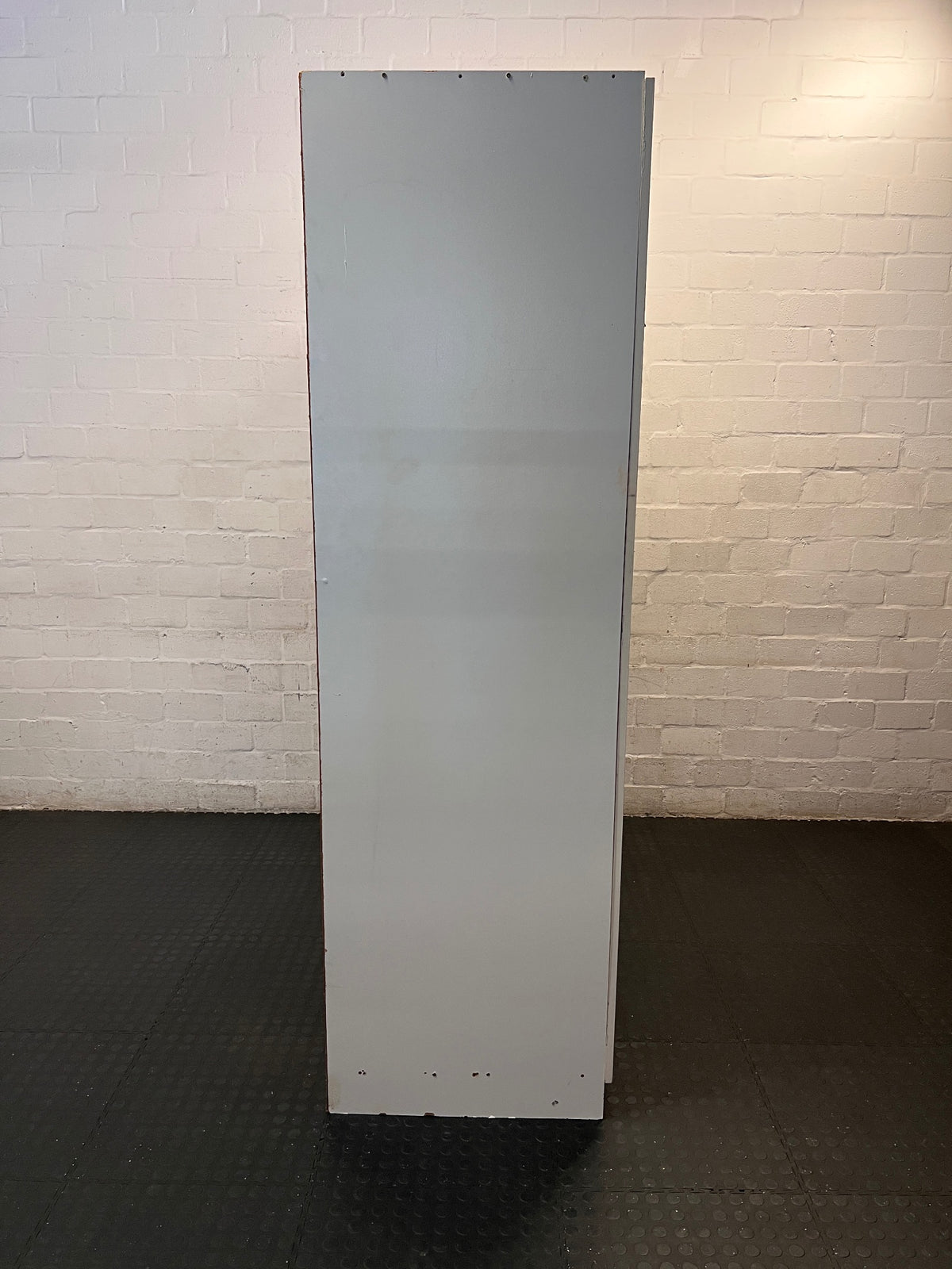 White Three-Door Paneled Wardrobe — Good Working Order – top view