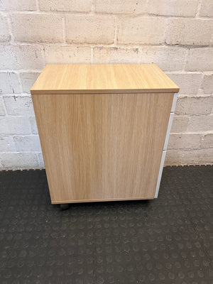 Three-Drawer Mobile Office Pedestal with Wood-Look Top – top view