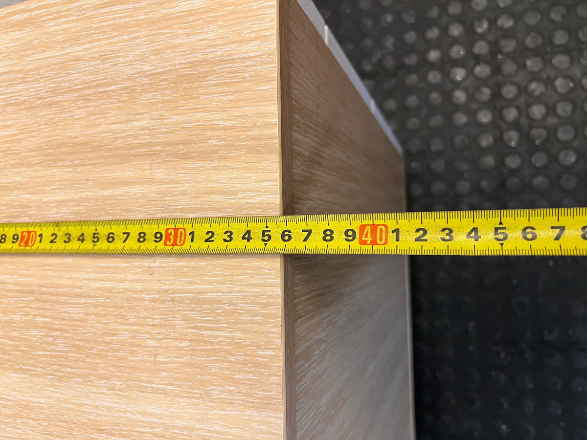 Three-Drawer Mobile Office Pedestal with Wood-Look Top – width measurement