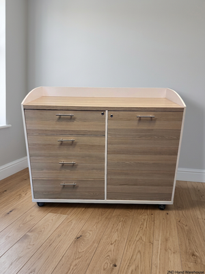 Modern Two-Tone Mobile Storage Cupboard with Drawers – styled product image