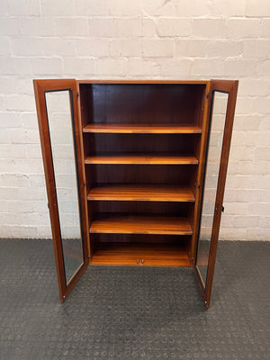 Wooden Two-Door Glass Display Cabinet – side view