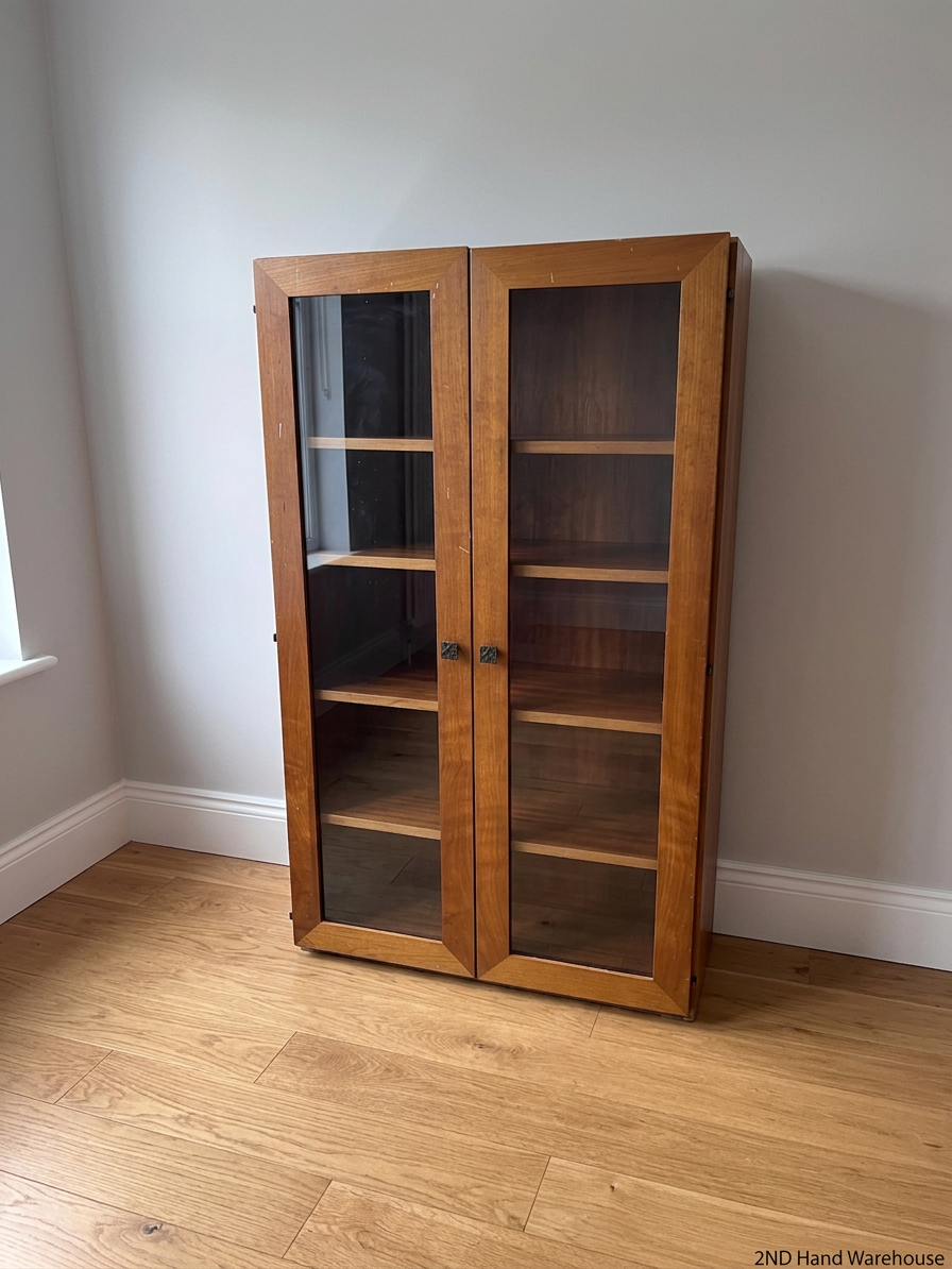 Wooden Two-Door Glass Display Cabinet