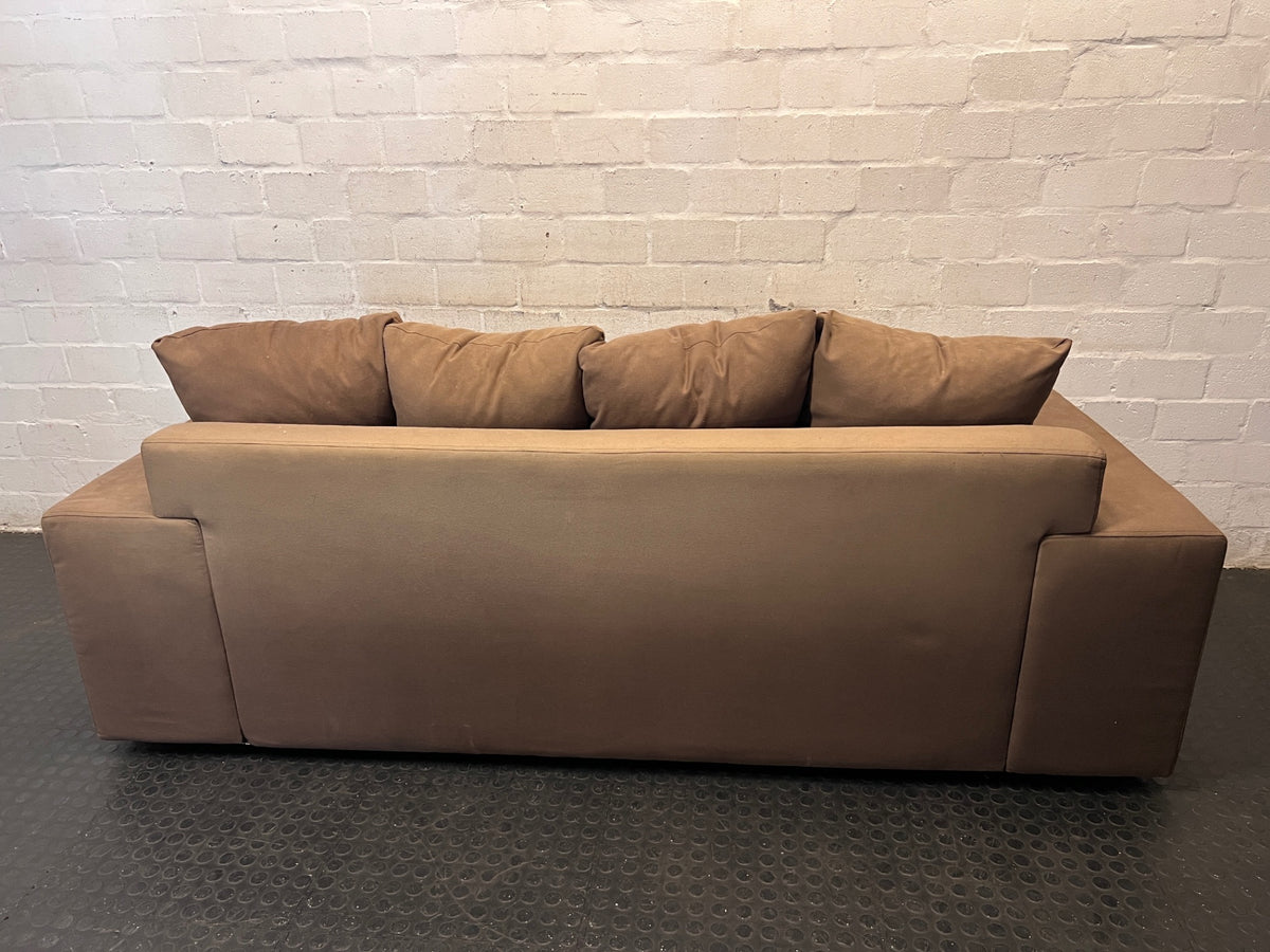 Brown Fabric 3 Seater Couch with Scatter Cushions – condition detail