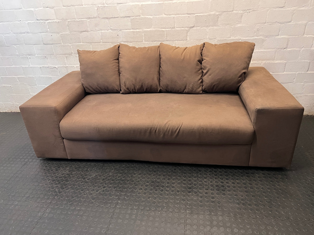 Brown Fabric 3 Seater Couch with Scatter Cushions – main front view