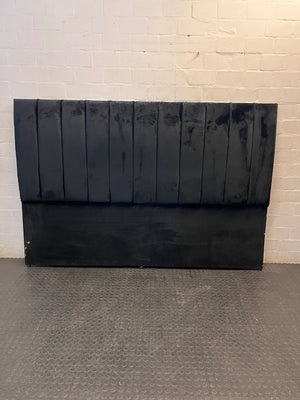 King Vertical Panelled Upholstered Headboard in Black – side view