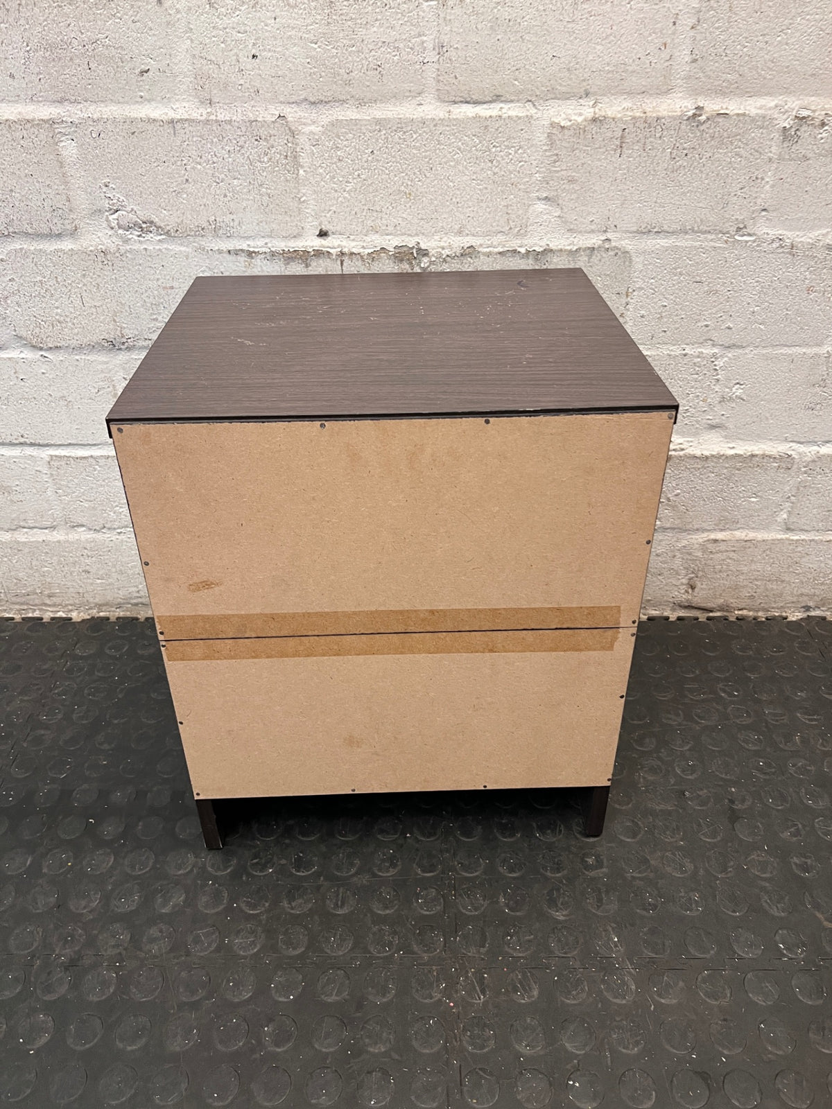 Dark Wood Grain Bedside Table with Drawer – back view 6