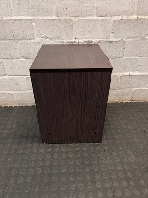 Dark Wood Grain Bedside Table with Drawer – top view