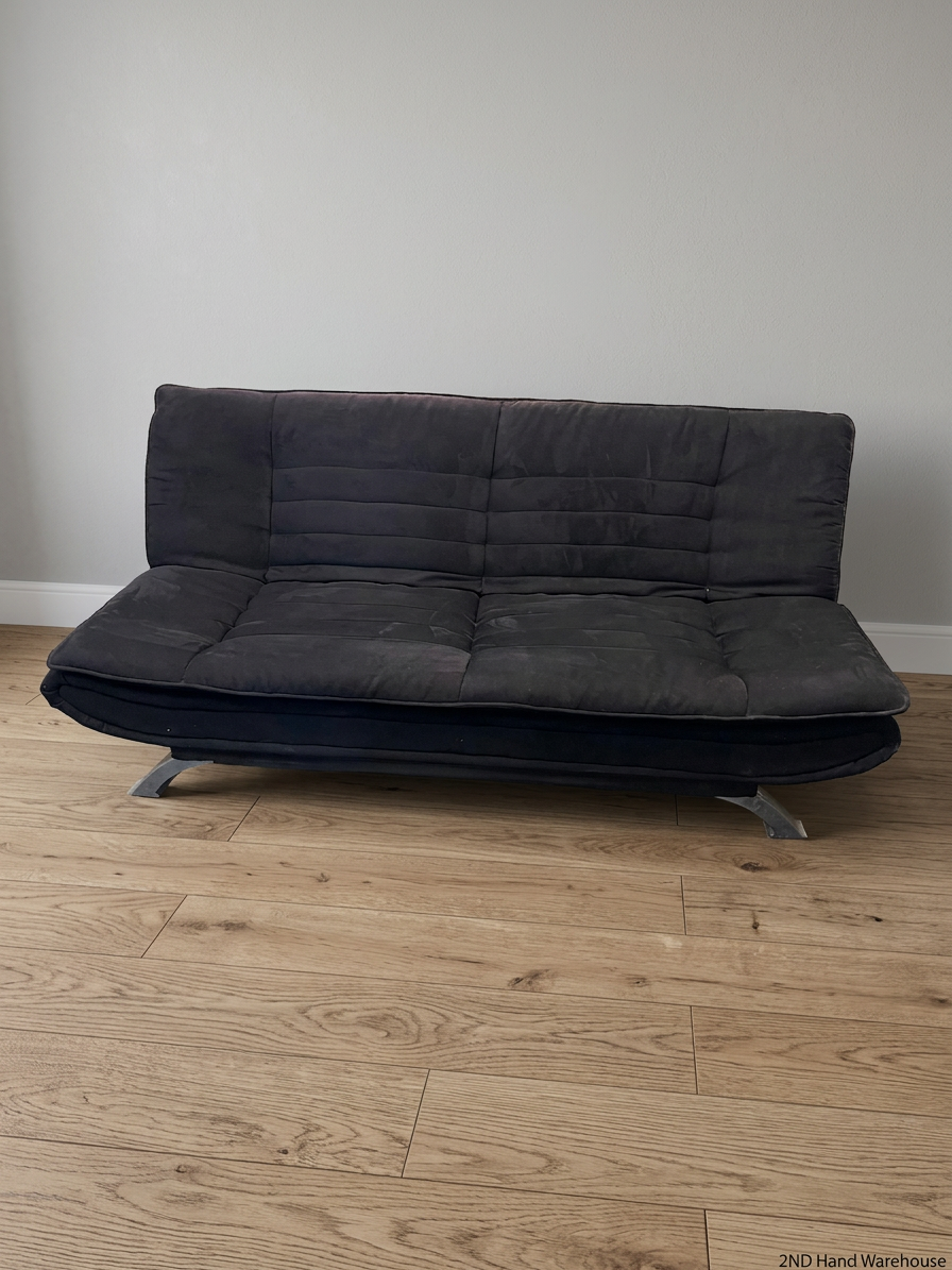 Black Fabric Sleeper Couch with Metallic Legs – styled product image