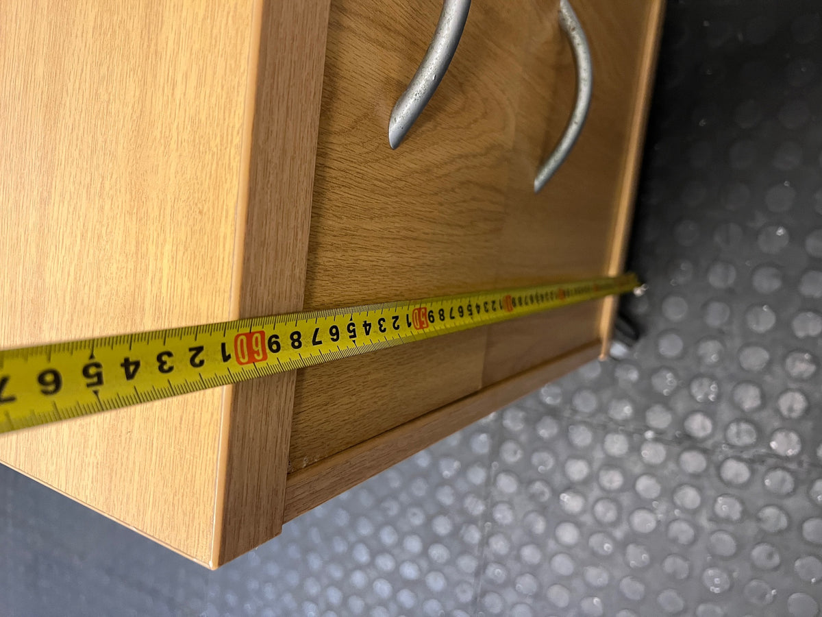 Oak Finish 2-Drawer Mobile Office Pedestal — Used; Fair Condition – height measurement