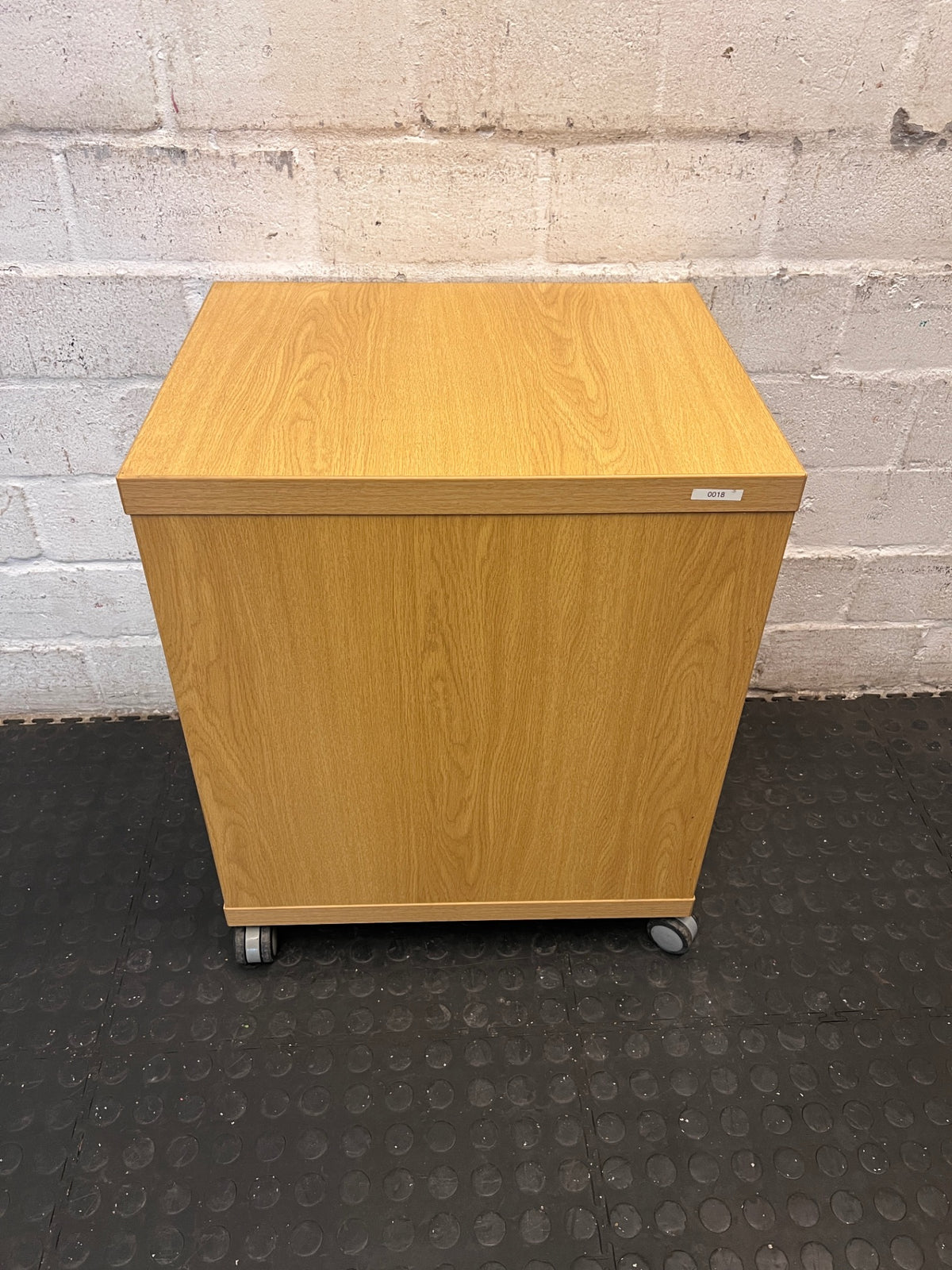 Oak Finish 2-Drawer Mobile Office Pedestal — Used; Fair Condition – top view