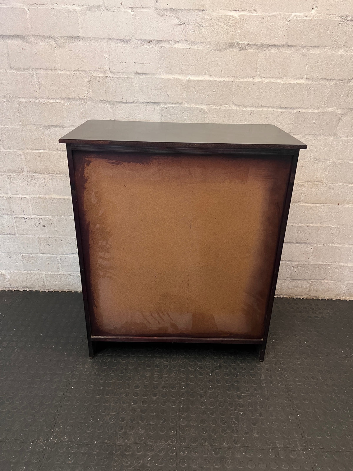 Classic Dark Brown 5-Drawer Sleigh Chest of Drawers — Fair Used Condition – back view