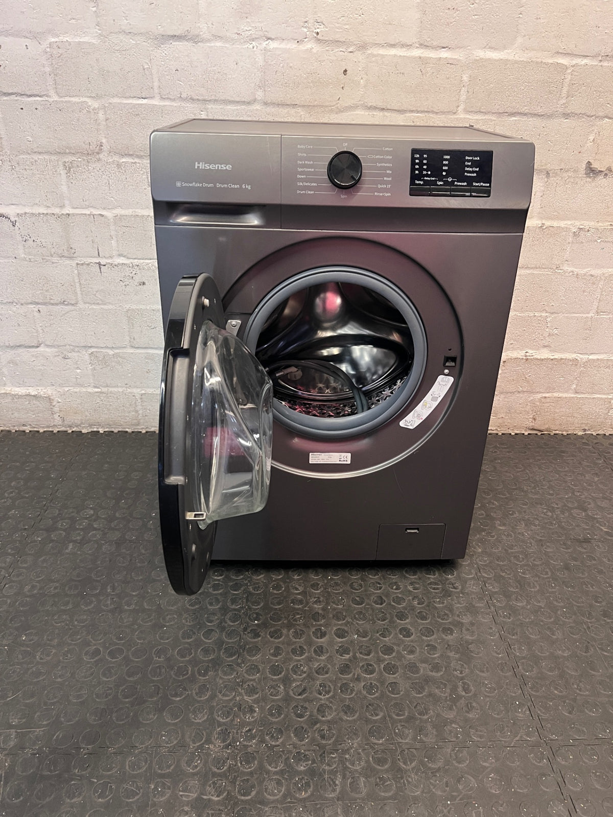 Hisense Snowflake 6kg Front Loader Washing Machine — Good Working Order – side view