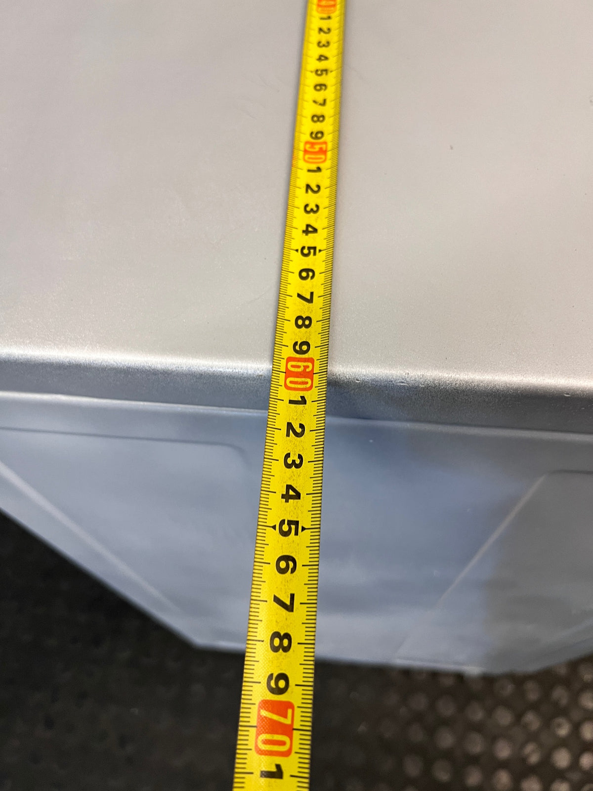 Grey Freestanding Front Loading Tumble Dryer — Drum Does Not Spin; Element and Fan Functional – width measurement