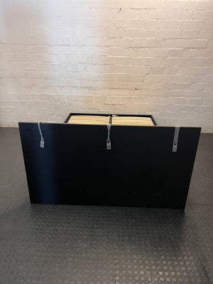 Modern Double Bed Frame with Padded Headboard — Good Working Order – back view