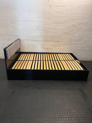 Modern Double Bed Frame with Padded Headboard — Good Working Order – top view