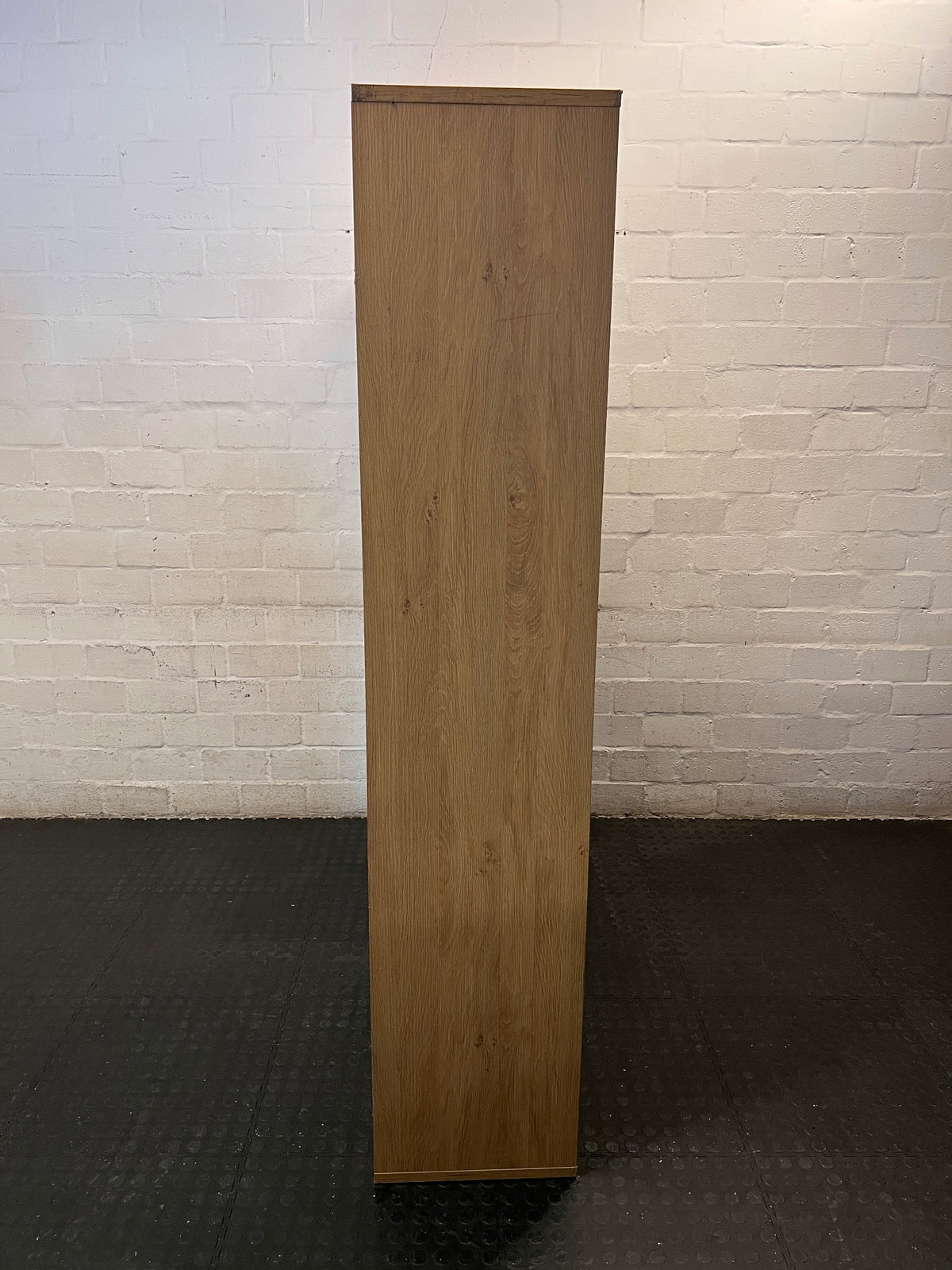 Large 20-Compartment Oak Finish Shelving Unit — Good Working Order – back view