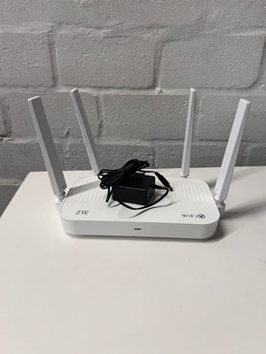 ZTE White WiFi 6 Router with Power Adapter — Good Working Order – main front view