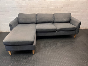 Charcoal Grey L-Shape Sectional Couch with Wooden Legs – main front view