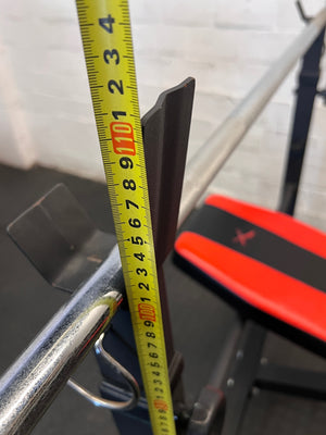 Maxed Performance Multi-Function Weight Bench with Barbell — Very Good Condition – height measurement