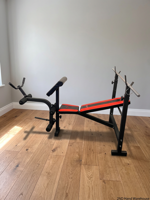 Maxed Performance Multi-Function Weight Bench with Barbell — Very Good Condition – styled product image