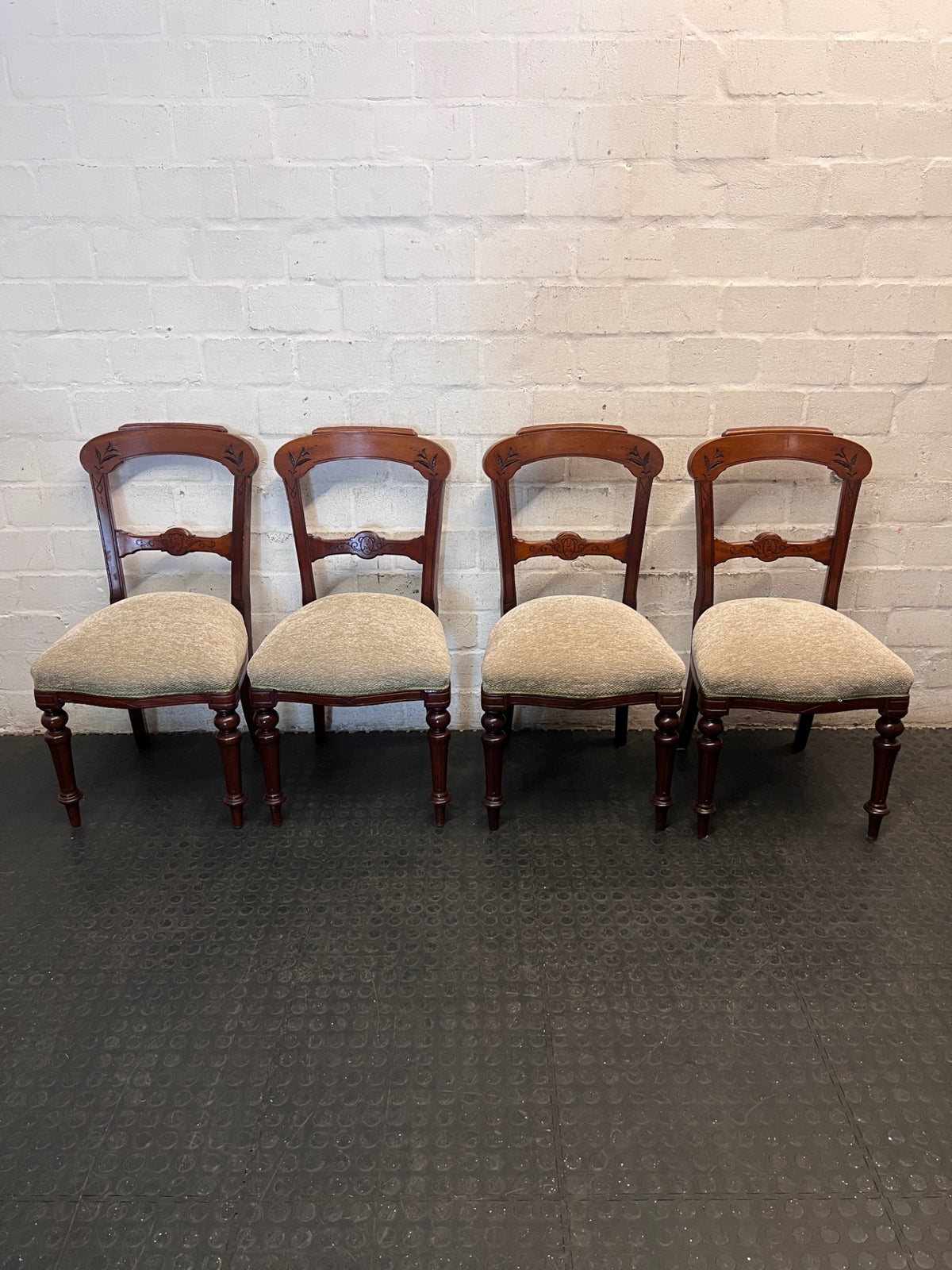 Carved Wooden Dining Chair with Upholstered Seat — Used; Fair Condition – side view
