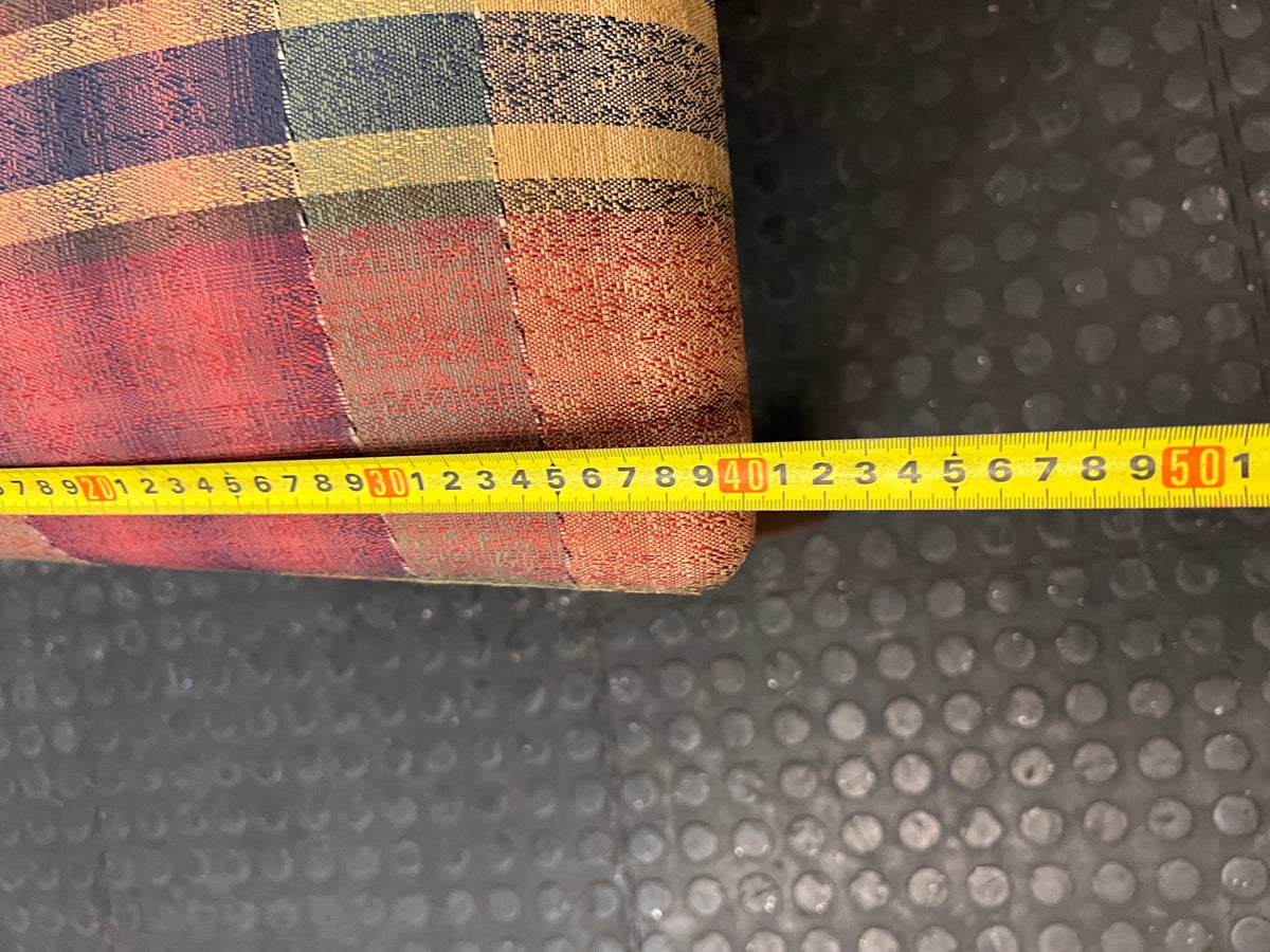 Oregon Pine Dining Chair with Plaid Upholstered Seat — Fair Used Condition – depth measurement