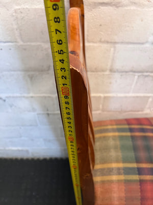 Oregon Pine Dining Chair with Plaid Upholstered Seat — Fair Used Condition – height measurement
