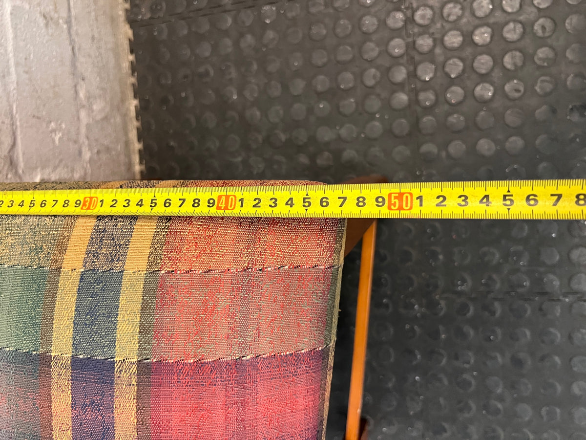 Oregon Pine Dining Chair with Plaid Upholstered Seat — Fair Used Condition – width measurement