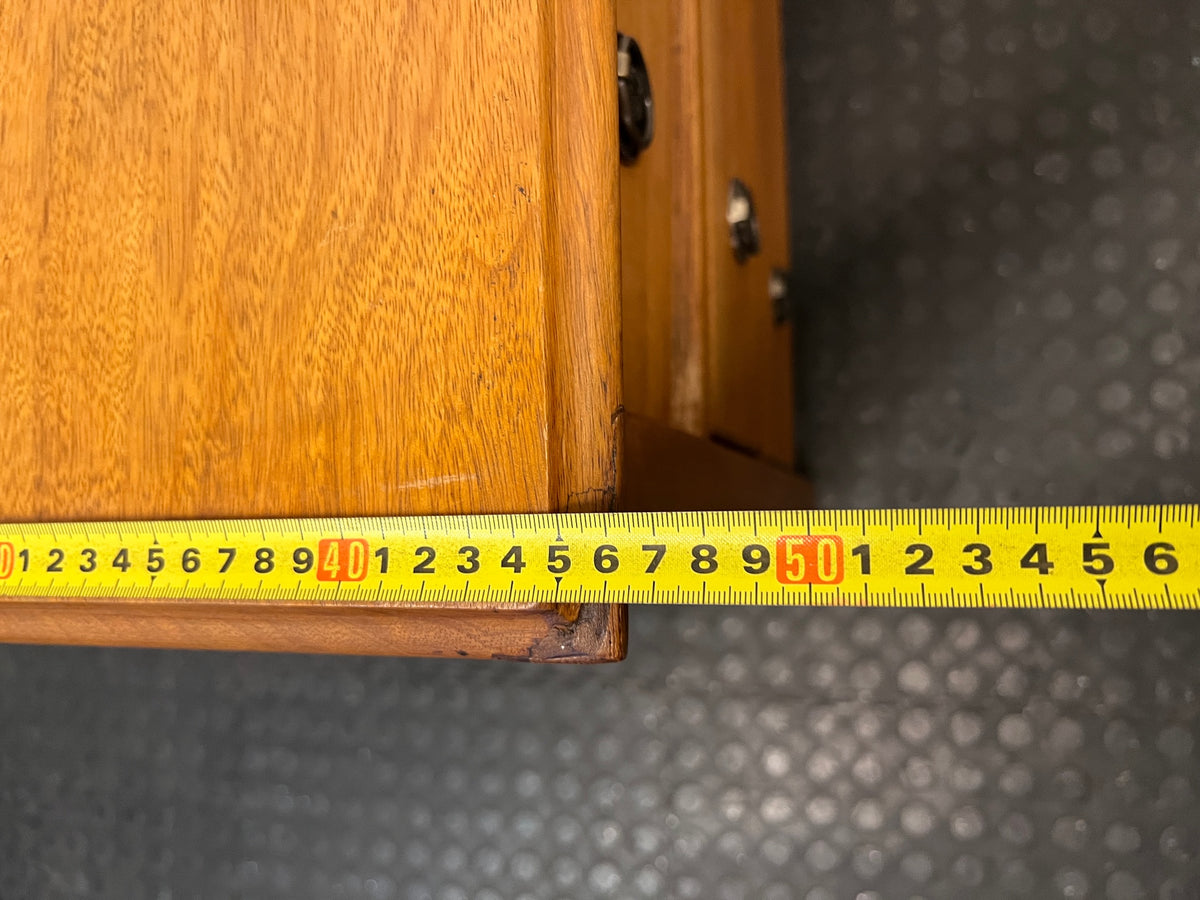 Classic Oak Chest of 3 Drawers with Metal Handles — Fair Used Condition – depth measurement