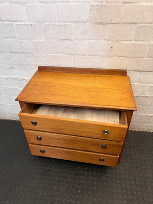 Classic Oak Chest of 3 Drawers with Metal Handles — Fair Used Condition – side view