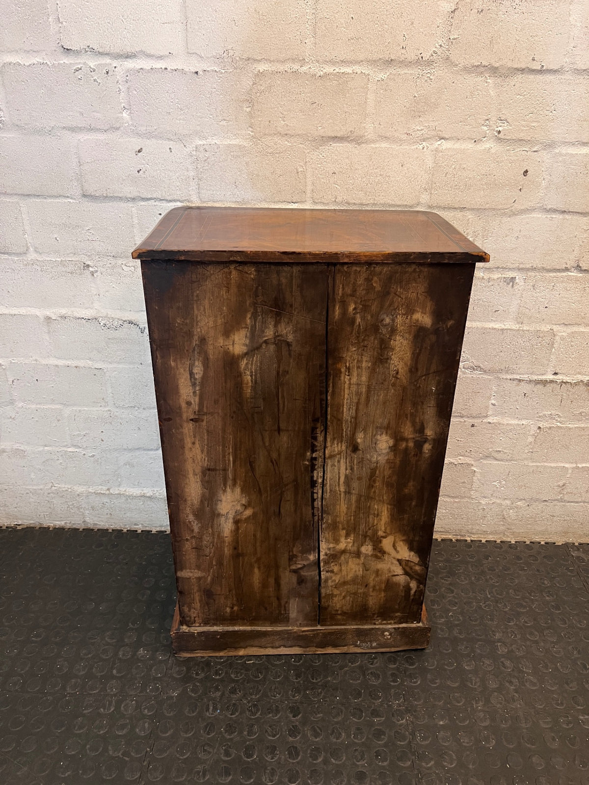 Vintage Style Wooden Glass-Front Display Cabinet — Well Used Condition – back view