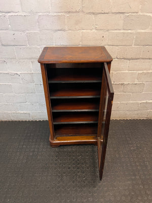 Vintage Style Wooden Glass-Front Display Cabinet — Well Used Condition – side view