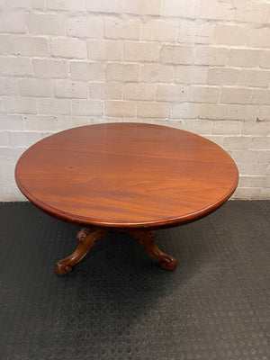 Antique Style Round Wood Pedestal Dining Table — Used; Fair Condition – back view