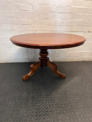 Antique Style Round Wood Pedestal Dining Table — Used; Fair Condition – condition detail