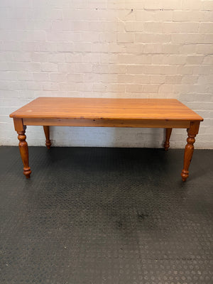 Oregon Pine Dining Table with Turned Legs — Fair Used Condition – condition detail