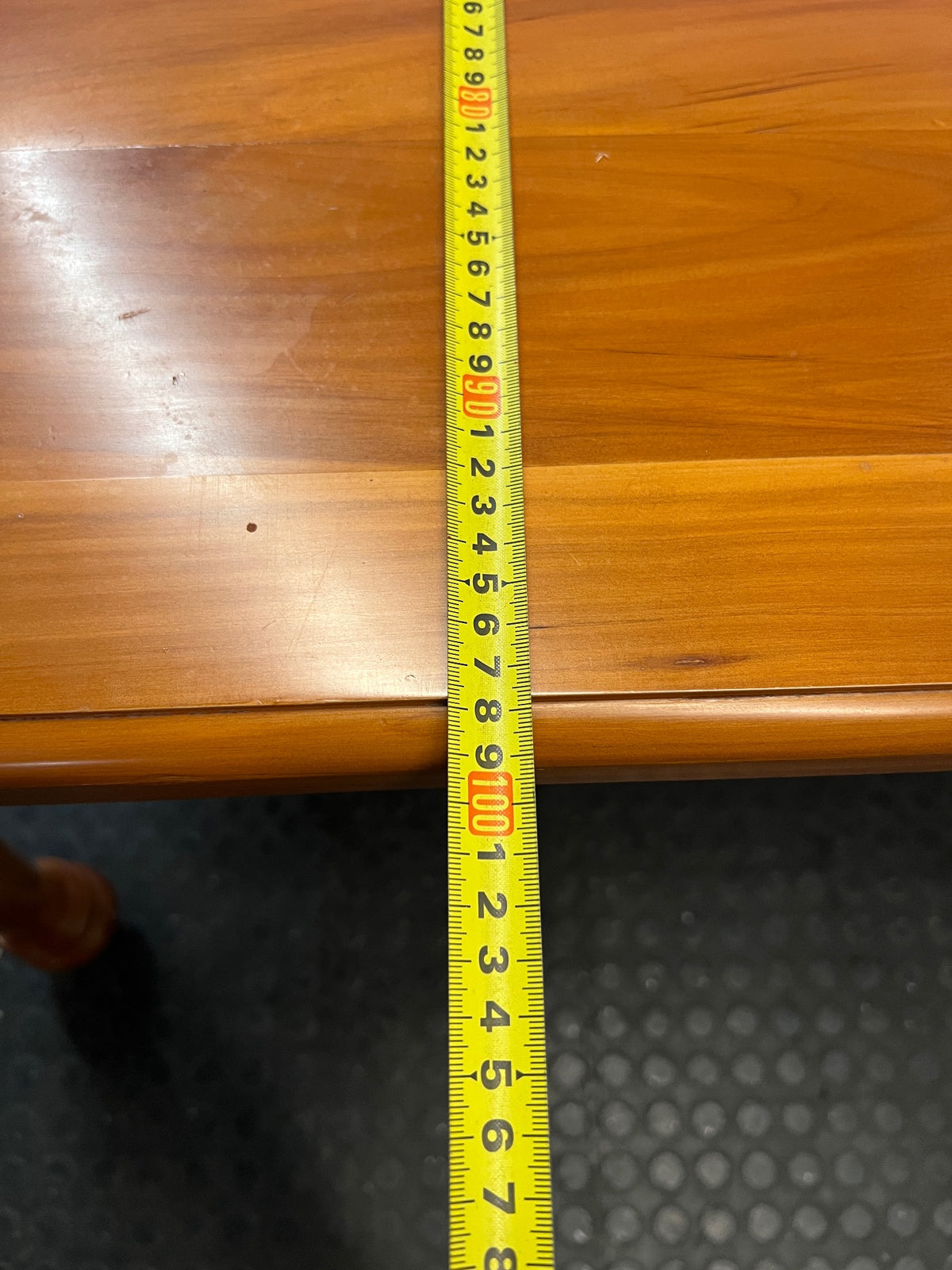Oregon Pine Dining Table with Turned Legs — Fair Used Condition – depth measurement