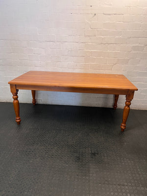 Oregon Pine Dining Table with Turned Legs — Fair Used Condition – main front view