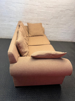 Sevens Brown Upholstered 2 Seater Couch with Scatter Cushions — Fair Used Condition – back view