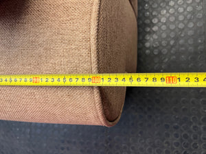 Sevens Brown Upholstered 2 Seater Couch with Scatter Cushions — Fair Used Condition – depth measurement