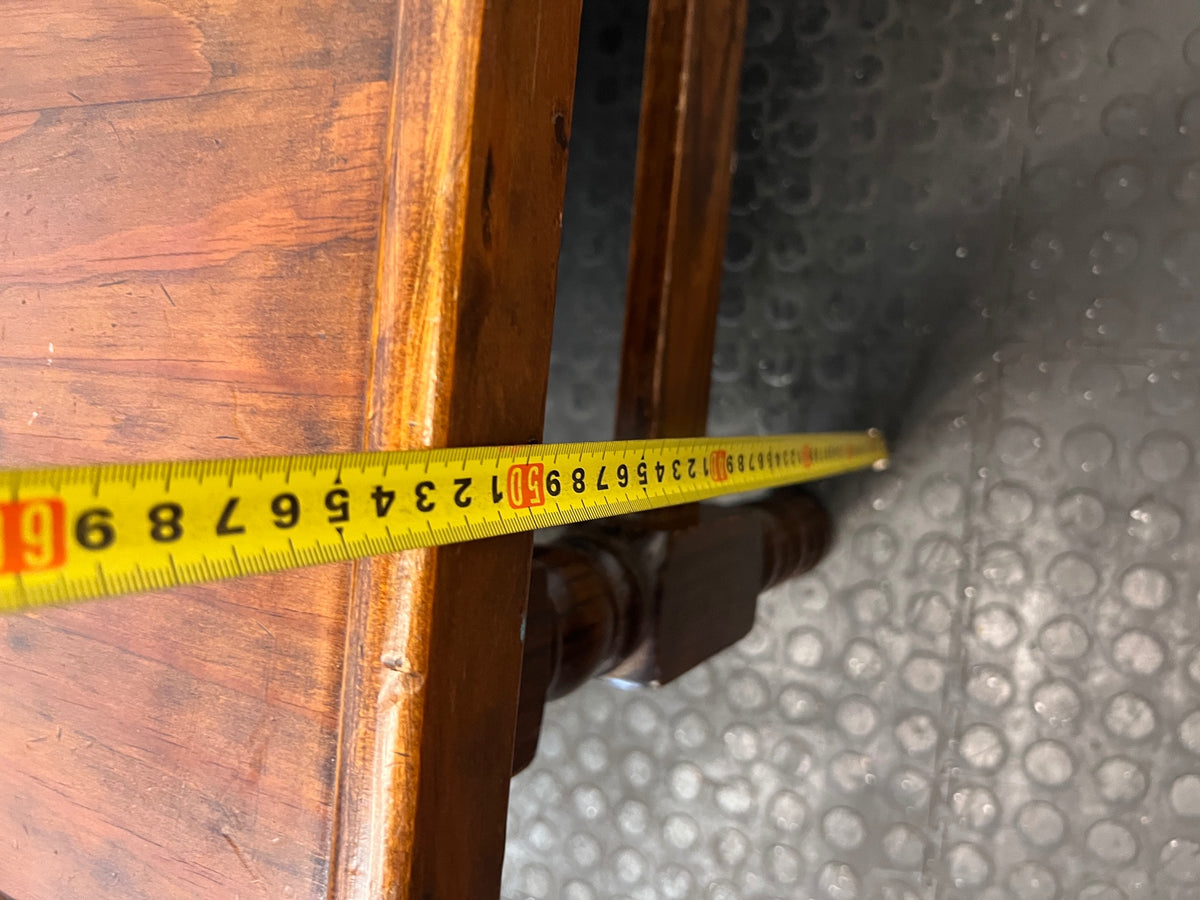Square Dark Stained Wood Coffee Table with Turned Legs — Good Working Order – height measurement