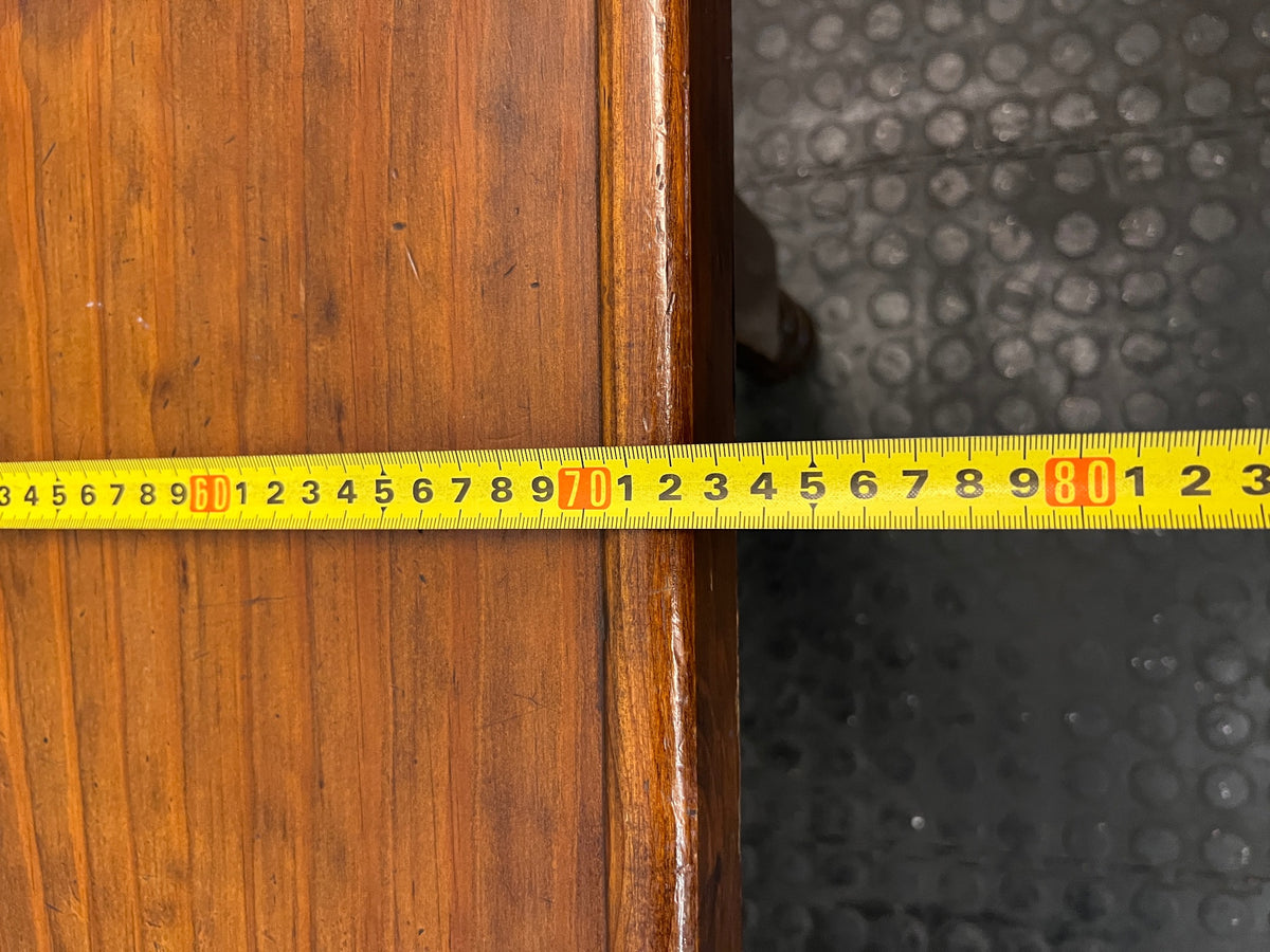 Square Dark Stained Wood Coffee Table with Turned Legs — Good Working Order – width measurement