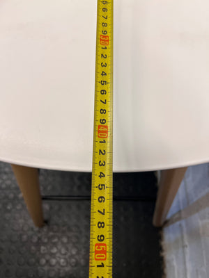 White Decofurn Bar Stool with Wooden Legs — Good Working Order – depth measurement