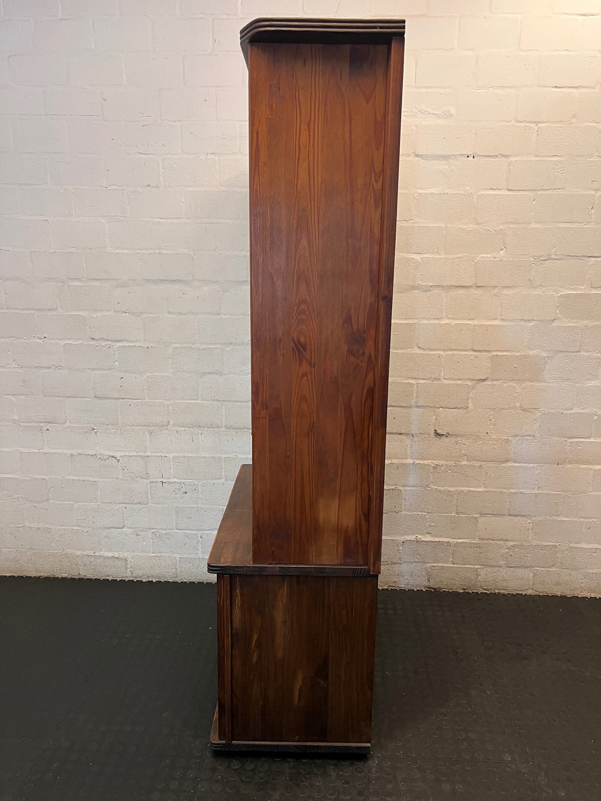 Carved Wood Wall Unit with Tribal-Style Panels – condition detail