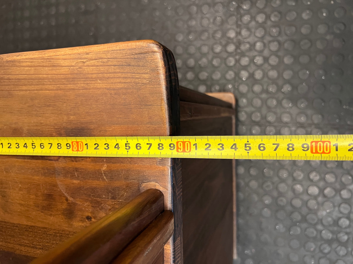 Carved Wood Wall Unit with Tribal-Style Panels – depth measurement