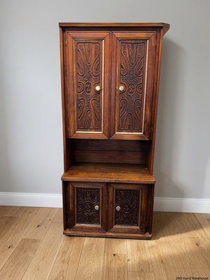 Carved Wood Wall Unit with Tribal-Style Panels – styled product image