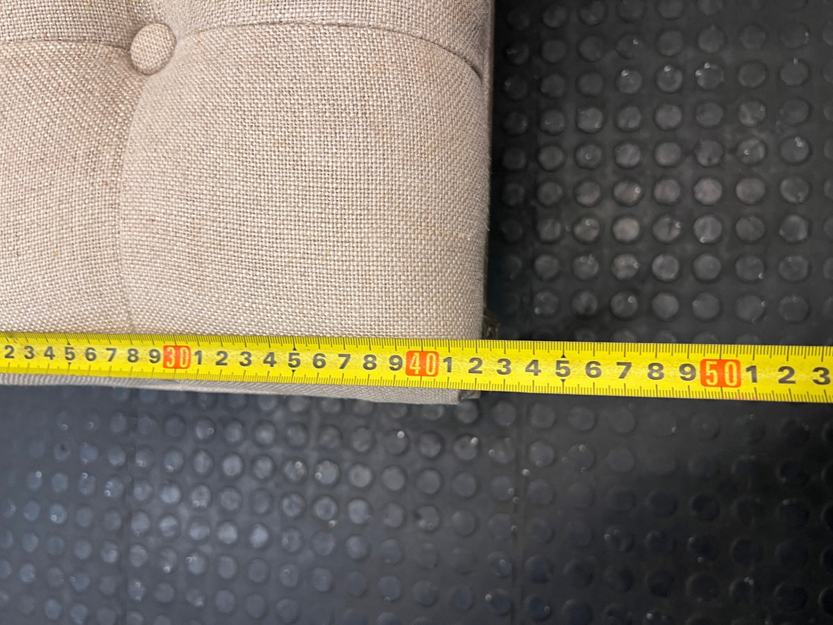 Tufted Upholstered Bench with Carved Wooden Legs – depth measurement