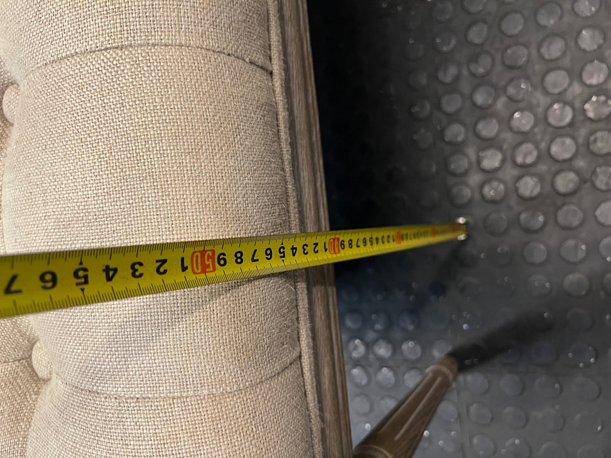 Tufted Upholstered Bench with Carved Wooden Legs – height measurement